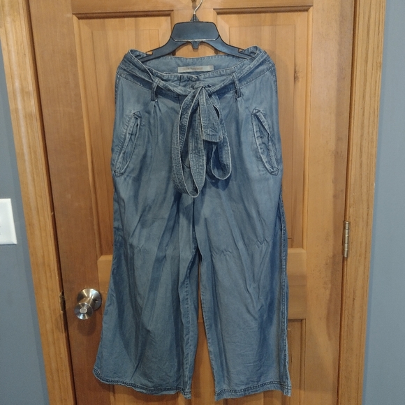 Women's Silvia Tcherassi blue wide leg 100% tencel pants size M - Picture 1 of 5